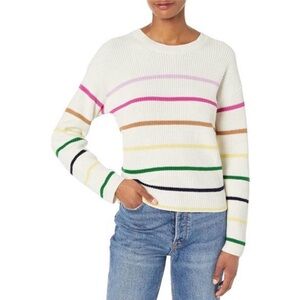 GAP Women's White Sweater with Multicolor Stripes